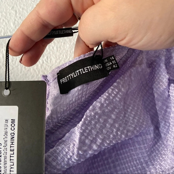 Crop Soft Glam Top Cut Out Lilac Girly Halterneck 10US PRETTY LITTLE THING NEW - Picture 6 of 13